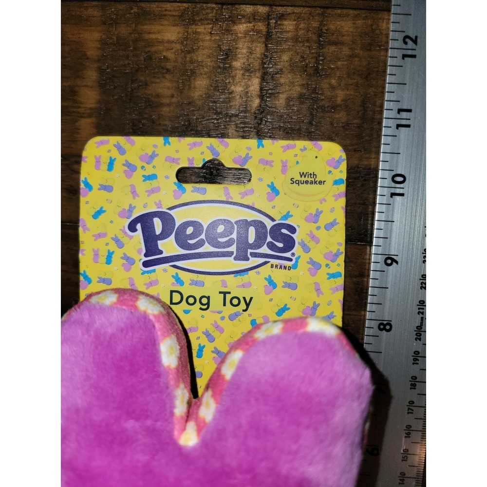 Peeps Brand Purple Pink Bunny Plush Squeaker Dog Toy Floral Daisy Easter 9" - Picture 4 of 4